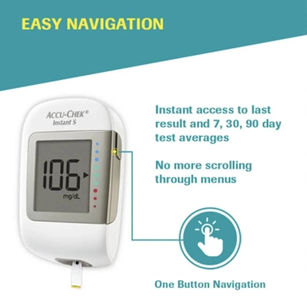 Accu-Chek Instant S Glucometer with 10 Test Strips – Blood Sugar Monitor
